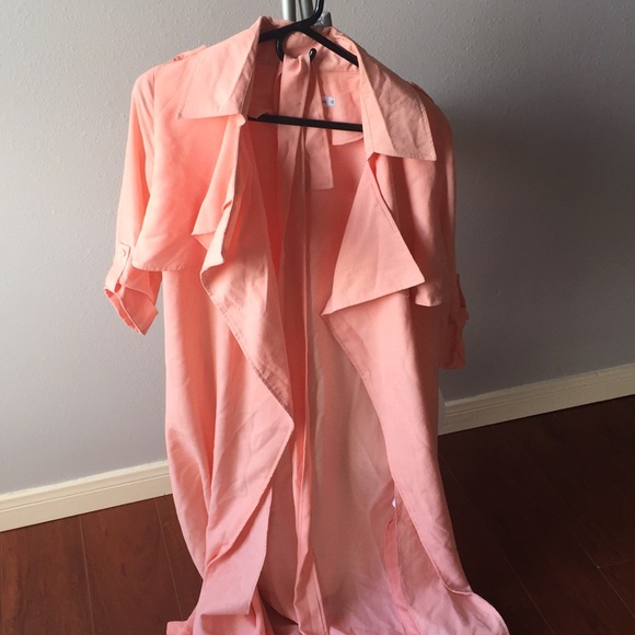 Long Pink Trench Coat - Picture 1 of 6